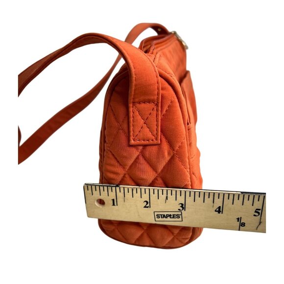 Vera Bradley Quilted Shoulder Bag In Orange With Gold Monogram & Zipper Closure - Picture 11 of 16